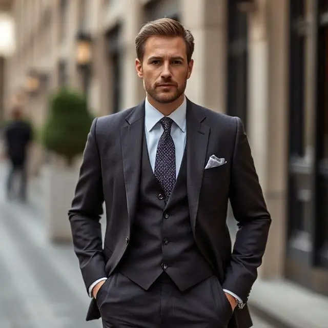 Hombre con un traje clásico a medida